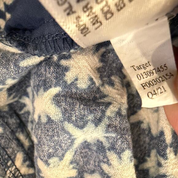 Universal Thread Blue Star Jumpsuit Puff Sleeve L Cotton Belted Boho Cottagecore - Picture 7 of 9